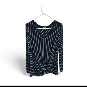 Westport Navy Striped Women's Top Size Large